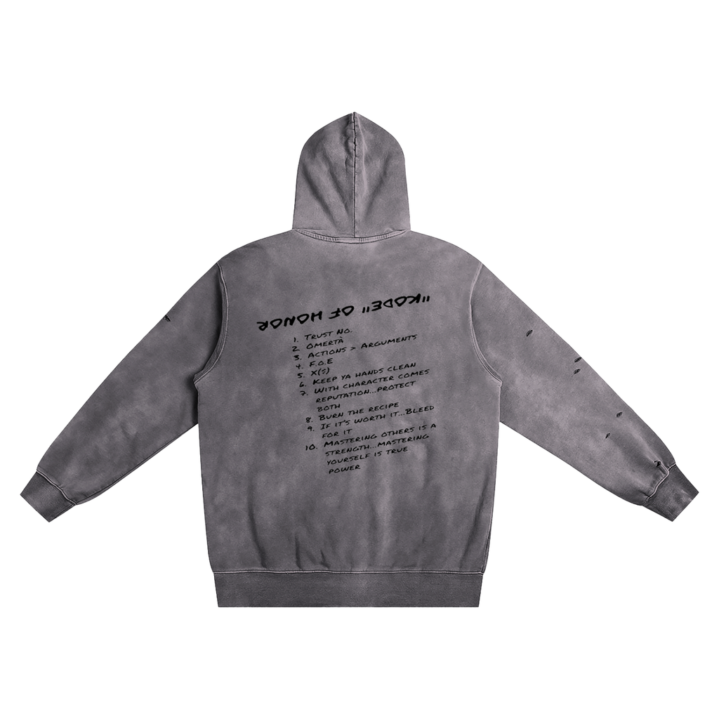 "Kode" of Honor - Distressed Vintage Wash Hoodie