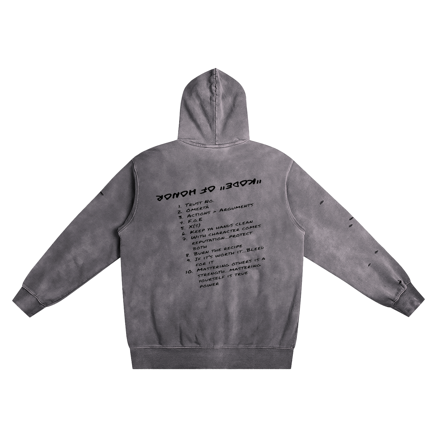 "Kode" of Honor - Distressed Vintage Wash Hoodie