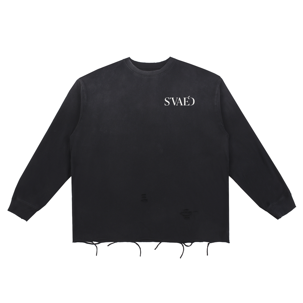 Snow Wash Raw Edge Cotton T-Shirt