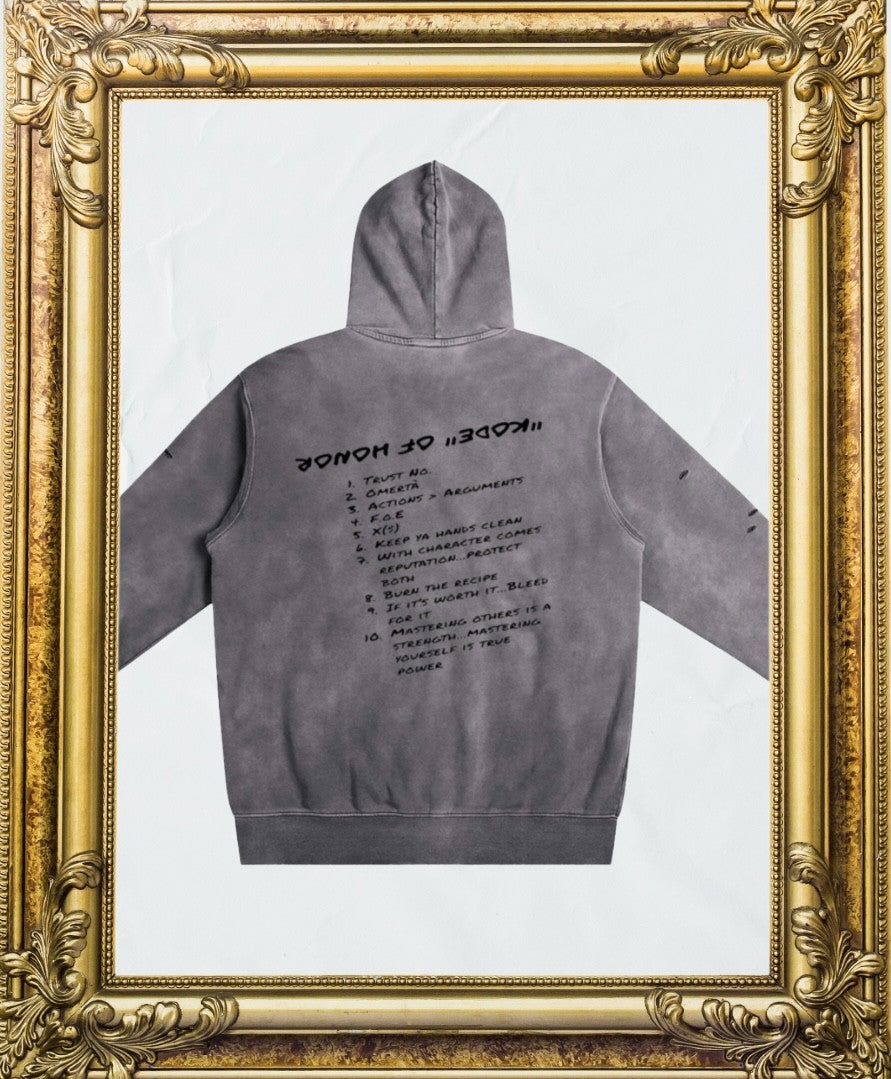 "Kode" of Honor - Distressed Vintage Wash Hoodie
